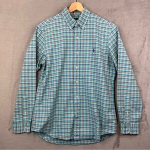 Ralph Lauren Plaid Cotton Poplin Button Down Shirt Blue. Size Men’s Medium.